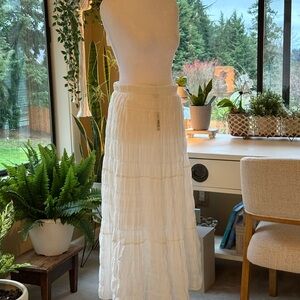 Max Studio White Tiered Maxi Skirt
